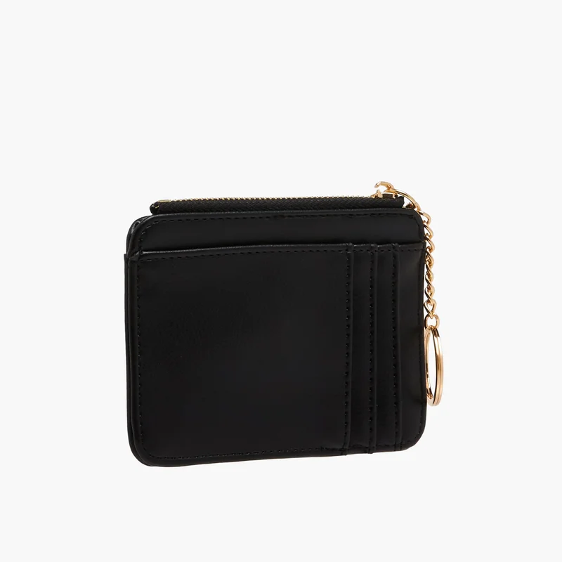 ساشا Black Card Holder with Zip Closure for Women